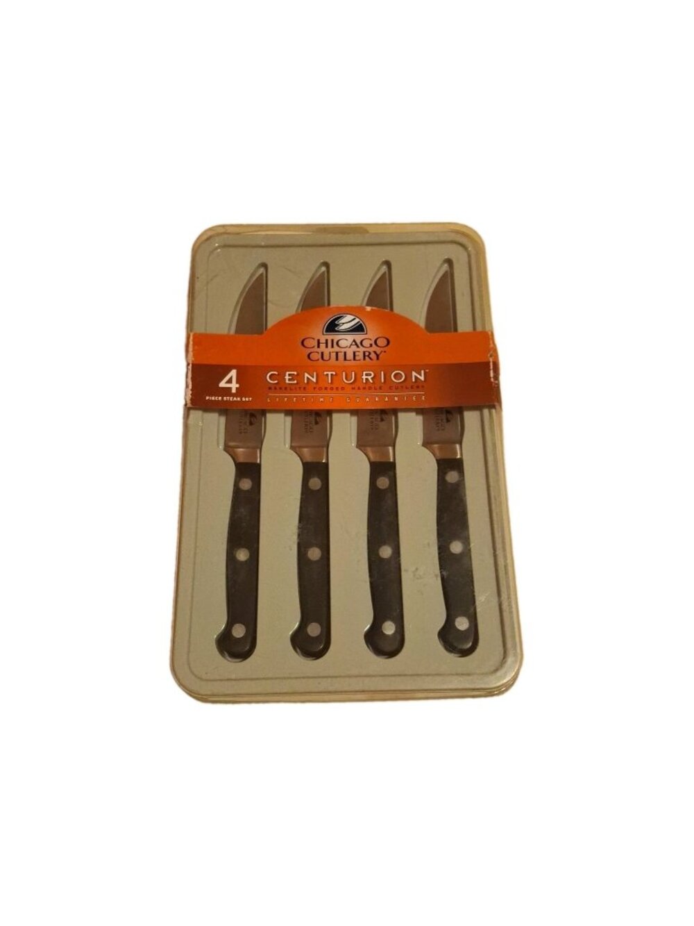 Chicago Cutlery Centurion 4 Steak Knife Set- Bakelite-Forged New in Damaged Box